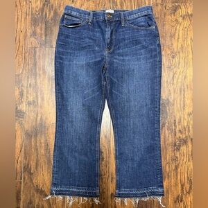 J.Crew Billie Demi Boot Crop Jeans Raw Hem Dark Wash Women’s 32P Classic Cut